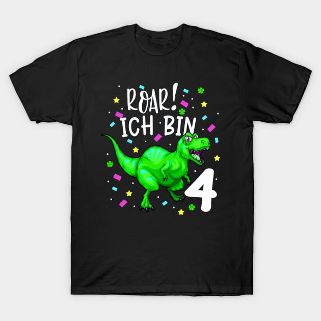 Dinosaurier Kinder 4. Geburtstag Dino T-Rex Jungen T-Shirt by Foxxy Merch